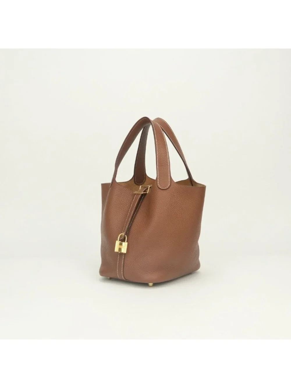 Hermes Picotin Lock PM 18 Tote Bag Taurillon Clemence Gold Brown